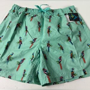 Kanu Surf Parrot Themed Mesh Lined Swim Trunks NWT